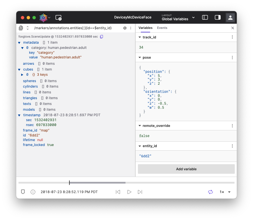 variables tab